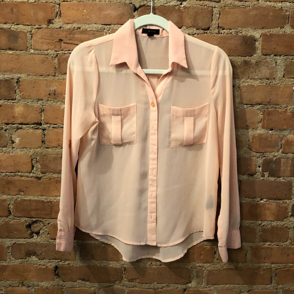 Peach semi-sheer buttondown women’s shirt